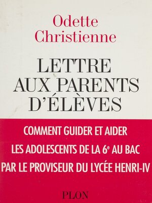 cover image of Lettre aux parents d'élèves